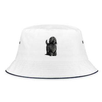 Knuffiger Briard - Berger de Brie - Briarden - Bucket Hat - Weiß/Navy - Vorne