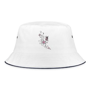 Vrille de filigrane avec papillon et fleurs. - Bob - blanc/marine - Devant
