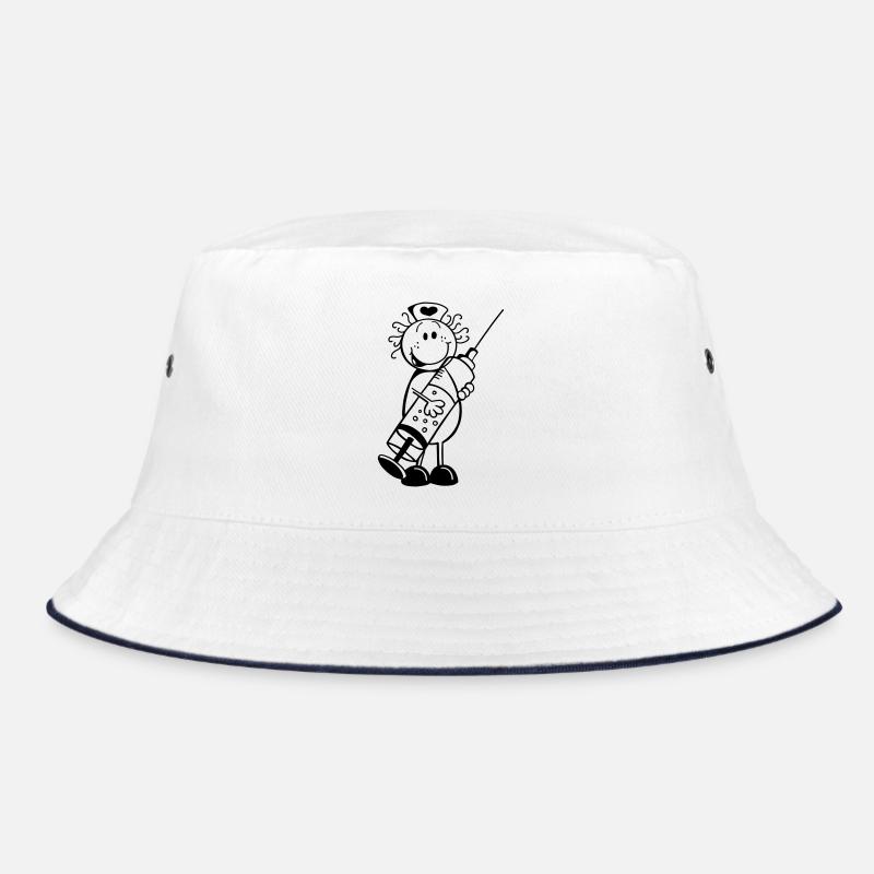 Krankenschwester Strichmännchen - Geschenk - Bucket Hat - Weiß/Navy