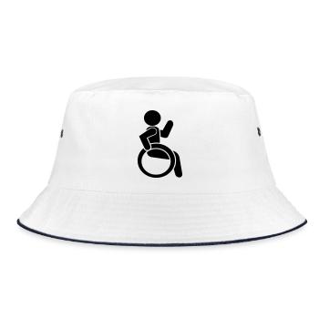 Winkender Rollstuhlfahrer # - Bucket Hat - Weiß/Navy - Vorne