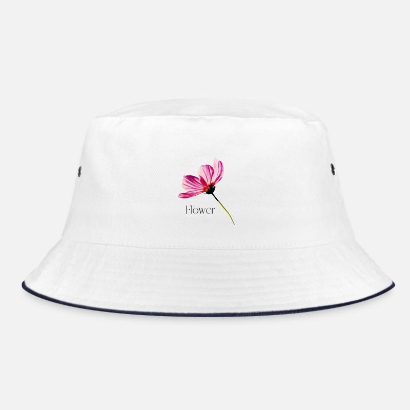 Blume - Bucket Hat - Weiß/Navy