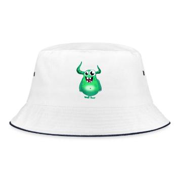 Monster gruen - Bucket Hat - Weiß/Navy - Vorne