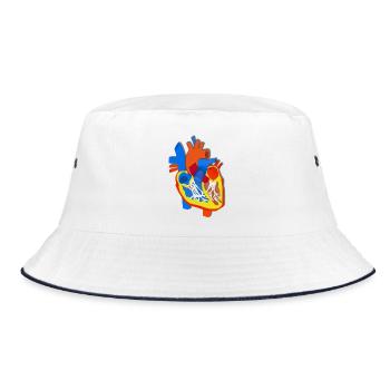 Colored Heart Anatomy Illustration - Bucket Hat - white/navy - Front