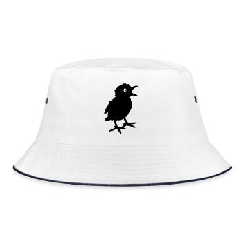 Chick Küken Piepser Vogel Schatten - Bucket Hat - Weiß/Navy - Vorne