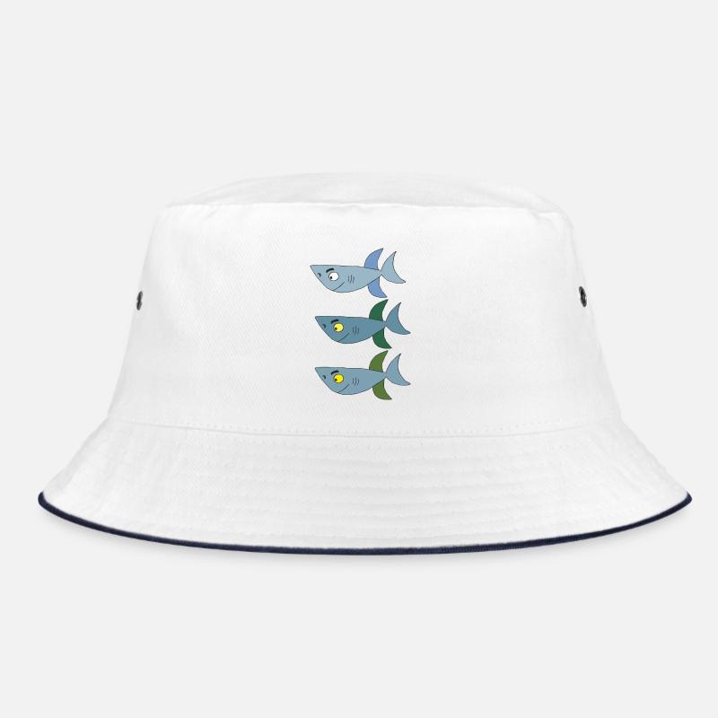 haifisch 3 brüder - Bucket Hat - Weiß/Navy