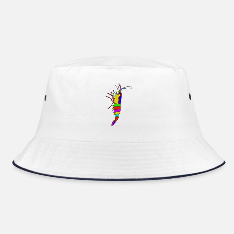 Bunter Garnelen-Panorama - Bucket Hat - Weiß/Navy
