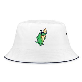 Cool Tier Krokodil - Bucket Hat - Weiß/Navy - Vorne