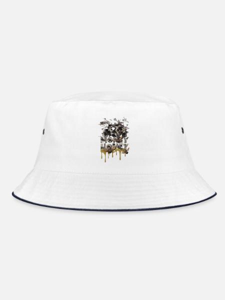 Schwarzgeld und Goldener Schwarm - Bucket Hat - Weiß/Navy