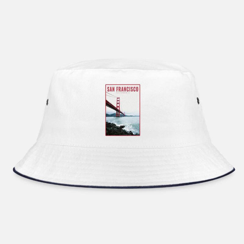 San Francisco Golden Gate Retro Postcard Bucket Hat