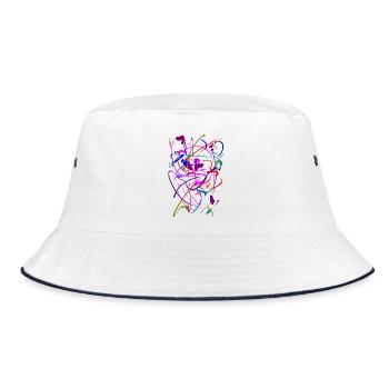 Abstrakt - Bucket Hat - Weiß/Navy - Vorne
