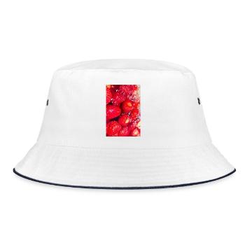 Frische Erdbeeren Erdbeerposter - Bucket Hat - Weiß/Navy - Vorne