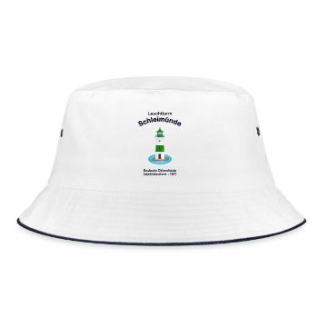 Leuchtturm grün-weiß Schleimünde Ostsee, Zeichnung - Bucket Hat - Weiß/Navy - Vorne