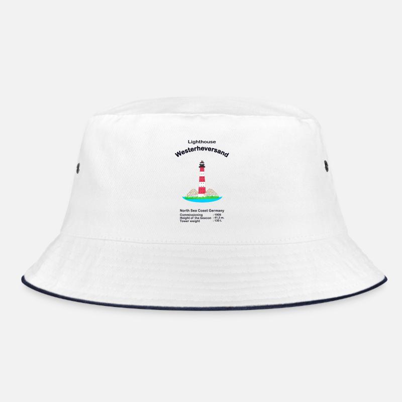 Leuchtturm Westerheversand Nordsee Deutschland - Bucket Hat - Weiß/Navy