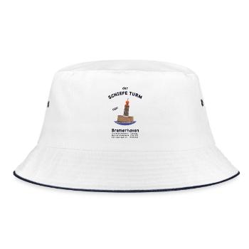 Der schiefe Turm Bremerhaven, Leuchtturm Zeichnung - Bucket Hat - Weiß/Navy - Vorne
