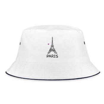 Eiffelturm Paris Strichzeichnung - Bucket Hat - Weiß/Navy - Vorne