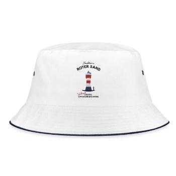 Leuchtturm Roter Sand, Nordsee, Offshore - Bucket Hat - Weiß/Navy - Vorne