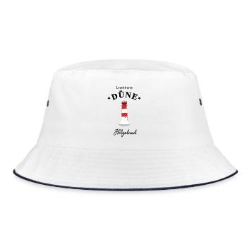 Leuchtturm auf Düne, Helgoland, Poster - Bucket Hat - Weiß/Navy - Vorne