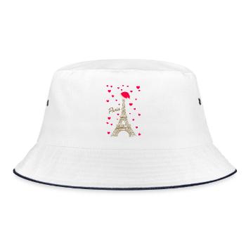 Eiffelturm Paris in der Weihnachtszeit - Bucket Hat - Weiß/Navy - Vorne