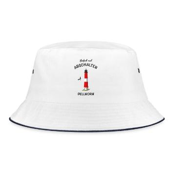 Kultiger Leuchtturm Insel Pellworm, abschalten - Bucket Hat - Weiß/Navy - Vorne