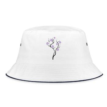 Tree with purple flowers - Creative illustration - Bucket Hat - white/navy - Front