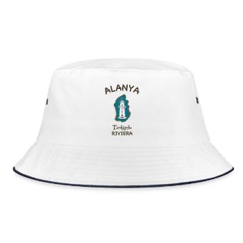 Alanya, Leuchtturm, türkische Mittelmeerküste - Bucket Hat - Weiß/Navy - Vorne