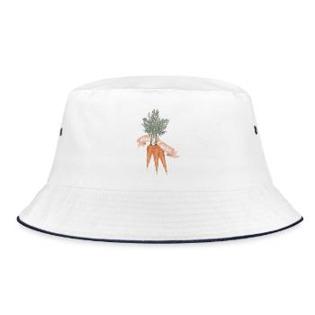 Drei Karotten im Bund mit Frohe Ostern Banner - Bucket Hat - Weiß/Navy - Vorne