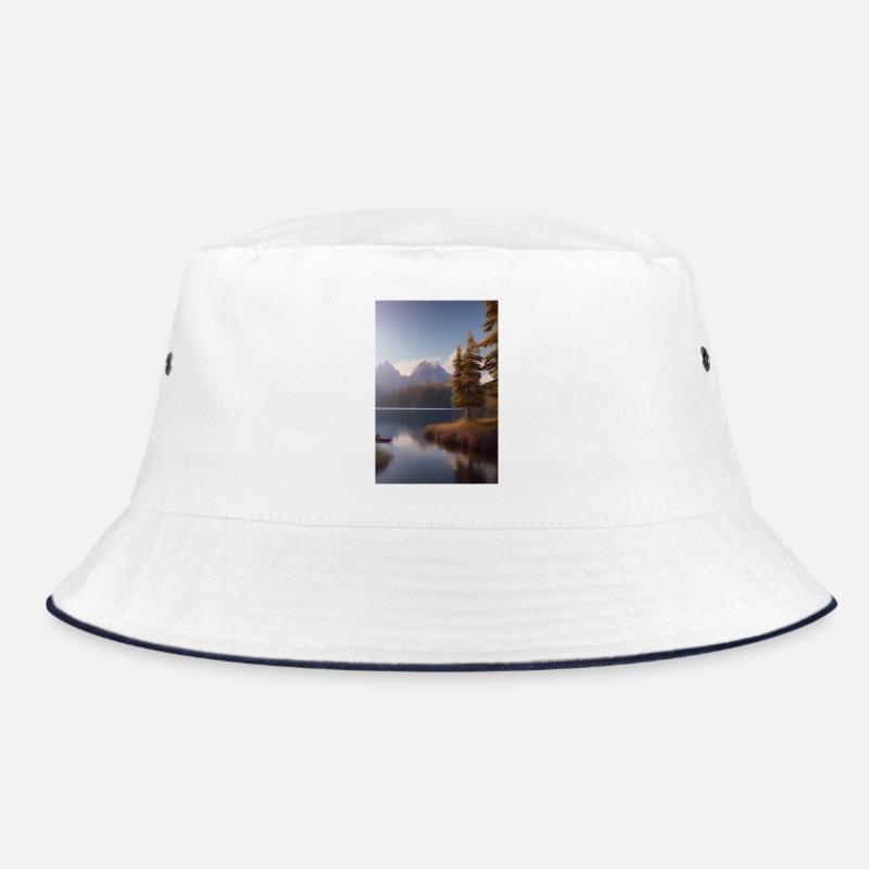 Landschaft mit See und Berge Bucket Hat