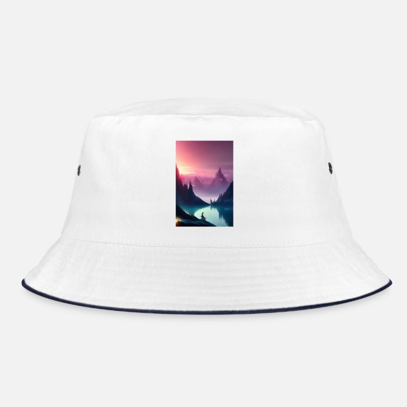 Landschaft mit See und Berge Bucket Hat