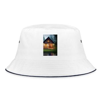 Charming lakeside cabin - Bucket Hat - white/navy - Front