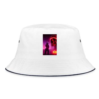 Abstrakte Totenkopf - Bucket Hat - Weiß/Navy - Vorne