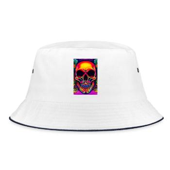 Abstract Skull - Bucket Hat - white/navy - Front