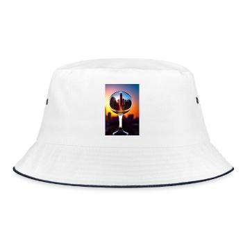 Stadt Kugel - Bucket Hat - Weiß/Navy - Vorne