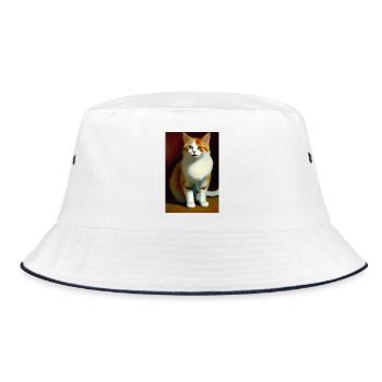 Cat Image - Bucket Hat - white/navy - Front