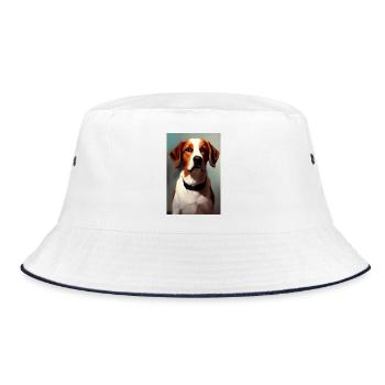 Hunde Bild - Bucket Hat - Weiß/Navy - Vorne