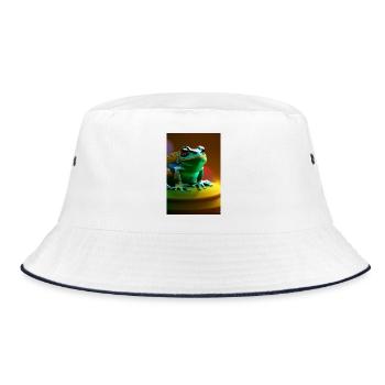 Frosch - Bucket Hat - Weiß/Navy - Vorne