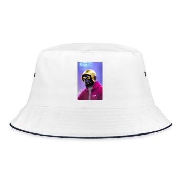 Cooler Affe - Bucket Hat - Weiß/Navy - Vorne