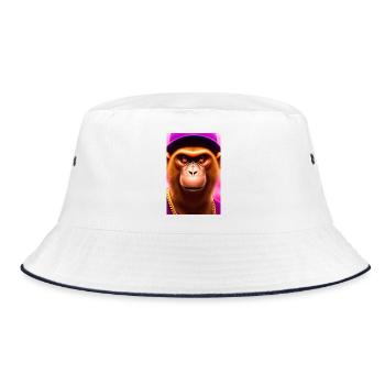 Cooler Affe - Bucket Hat - Weiß/Navy - Vorne