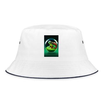 Frosch in einer Kugel - Bucket Hat - Weiß/Navy - Vorne