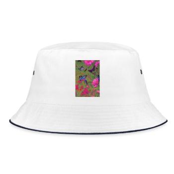 Fleurs et papillon - Bob - blanc/marine - Devant
