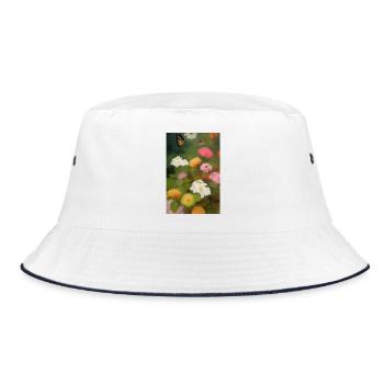 Fleurs et papillon - Bob - blanc/marine - Devant
