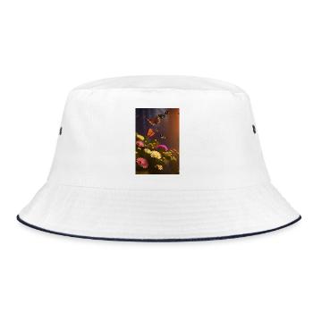 Fleurs et papillon - Bob - blanc/marine - Devant