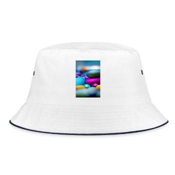 Bunte Steine - Bucket Hat - Weiß/Navy - Vorne