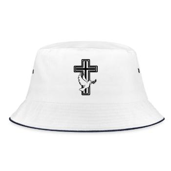Cross with dove - Bucket Hat - white/navy - Front
