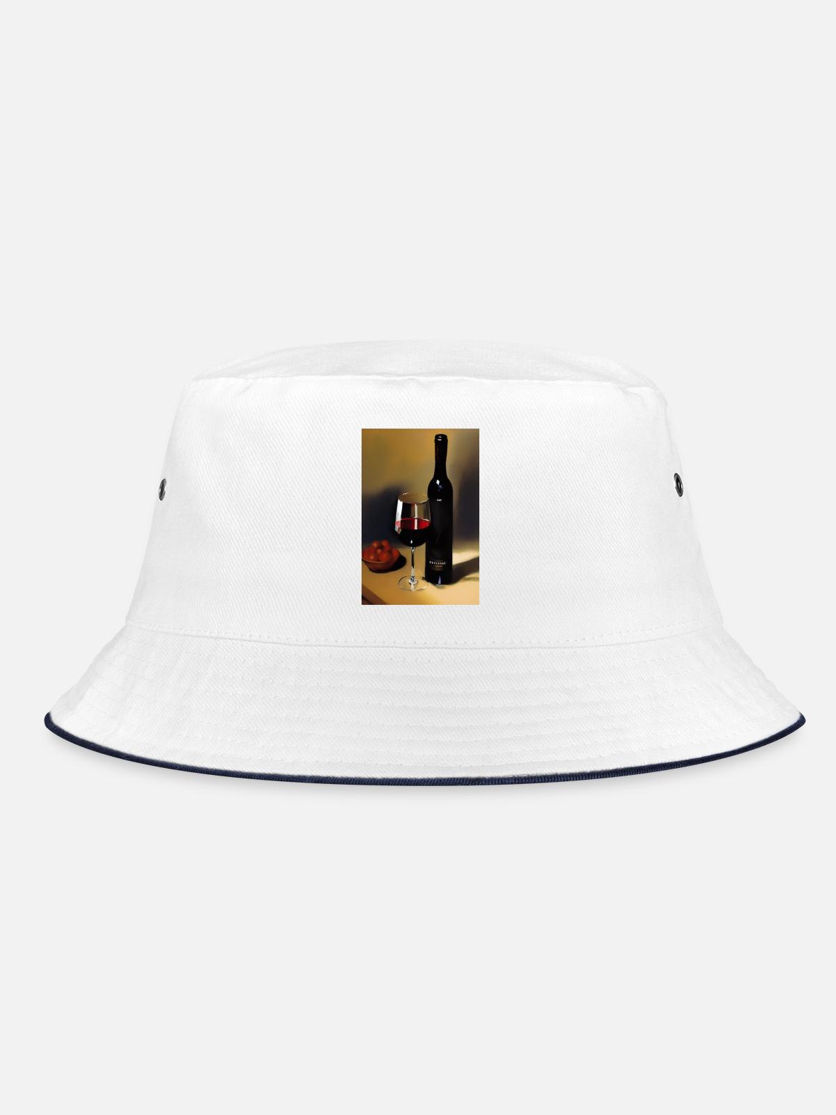 Wein Trinker - Bucket Hat - Weiß/Navy - Vorne