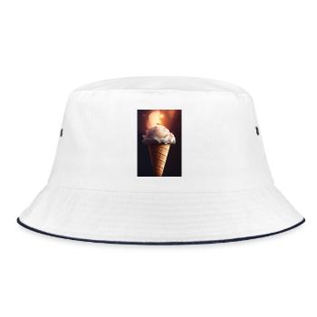 Eiscreme - Bucket Hat - Weiß/Navy - Vorne