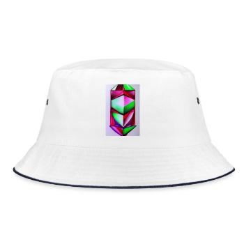 Edelstein Muster - Bucket Hat - Weiß/Navy - Vorne