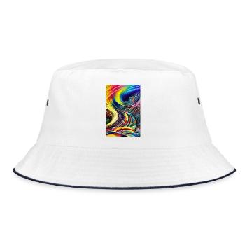Abstrakte Kunst - Bucket Hat - Weiß/Navy - Vorne