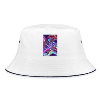 Abstrakte Kunst - Bucket Hat - Weiß/Navy - Vorne