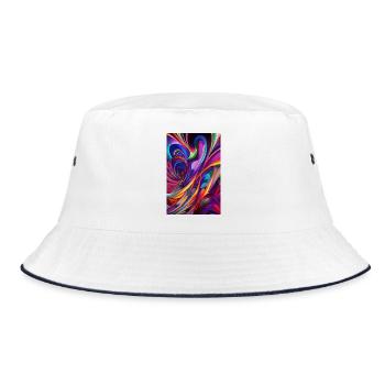 Abstrakte Kunst - Bucket Hat - Weiß/Navy - Vorne