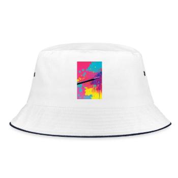 Abstrakte Kunst - Bucket Hat - Weiß/Navy - Vorne